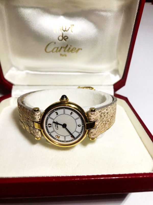 Часы Cartier серебряные,покрыты золотом,20 микрон. Диаметр 24 мм.